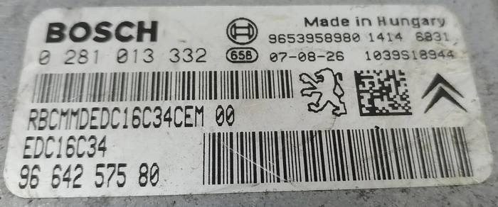 0281013332 9664257580 1037386139 EDC16C34 Citroen C5 1.6HDI 2007 80kw MTgearbox ORI+noDPF noEGR BENCH FULL.rar