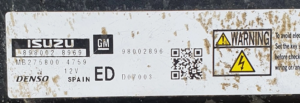 AT28NCLMP80R 98002896 MB275800-4759 DENSO Opel Meriva 1.7CDTI FLEX BENCH FULL.rar