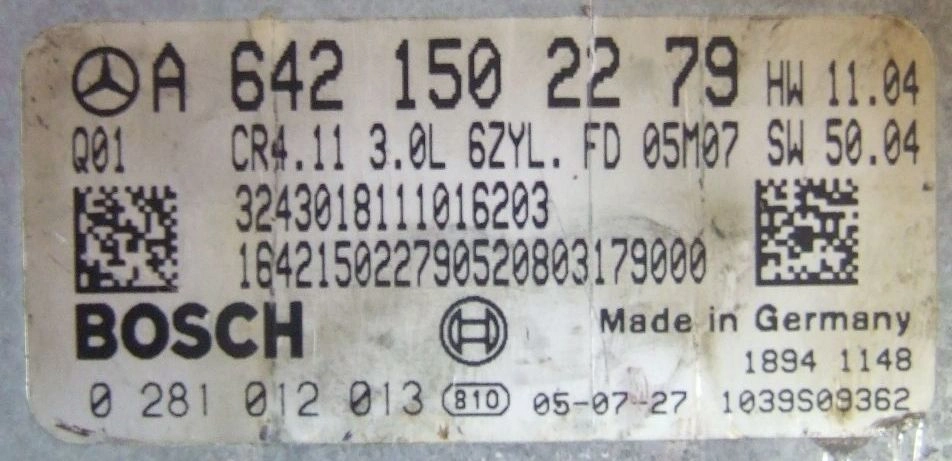 0281012013 A6421502279 CR4.11 HW11.04 SW50.04 1037375142 EDC16CP31 MB w219 3.0CDI ATgearbox BDM FULL.7z