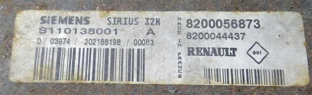 8200056873 8200044437 S110138001A SIRIUS32N Renault Scenik 1.6i noAC MTgearbox ORI+IMMOOFF 29f200 FLASH.rar
