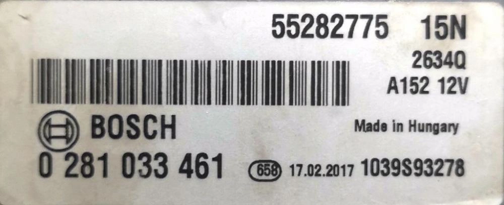 0281033461 55282775 10SW015325 EDC17C69 FIAT DOBLO 1.6MJET 2017Y MTgearbox PCM BENCH FULL.rar