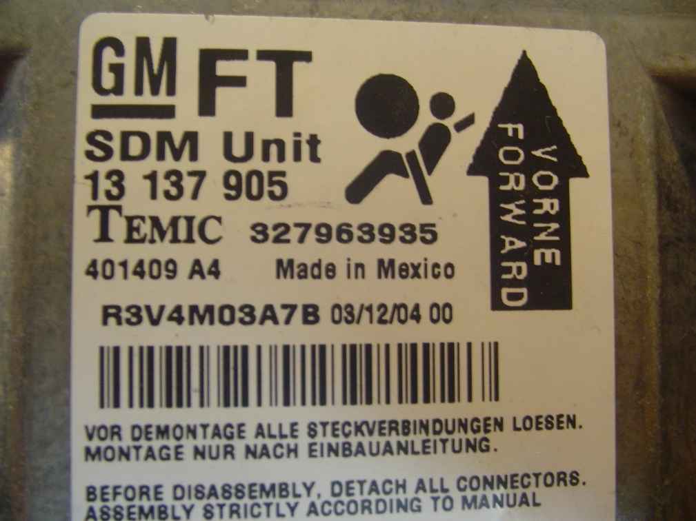 13137905 327963935 Opel Astra H 04y Temic 9SDG128E 1L40K CRASH+CLEAR SRS.rar