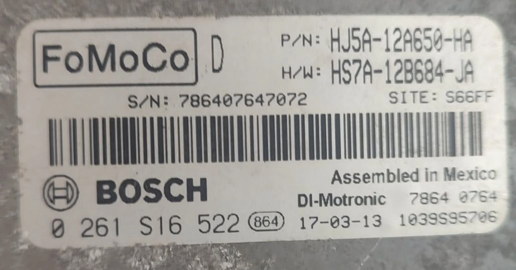 0261S16522 HJ5A-12A650-HA HS7A-12B684-JA MEDG17.0 Ford Edge 2.0i 2017Y BENCH FULL.rar