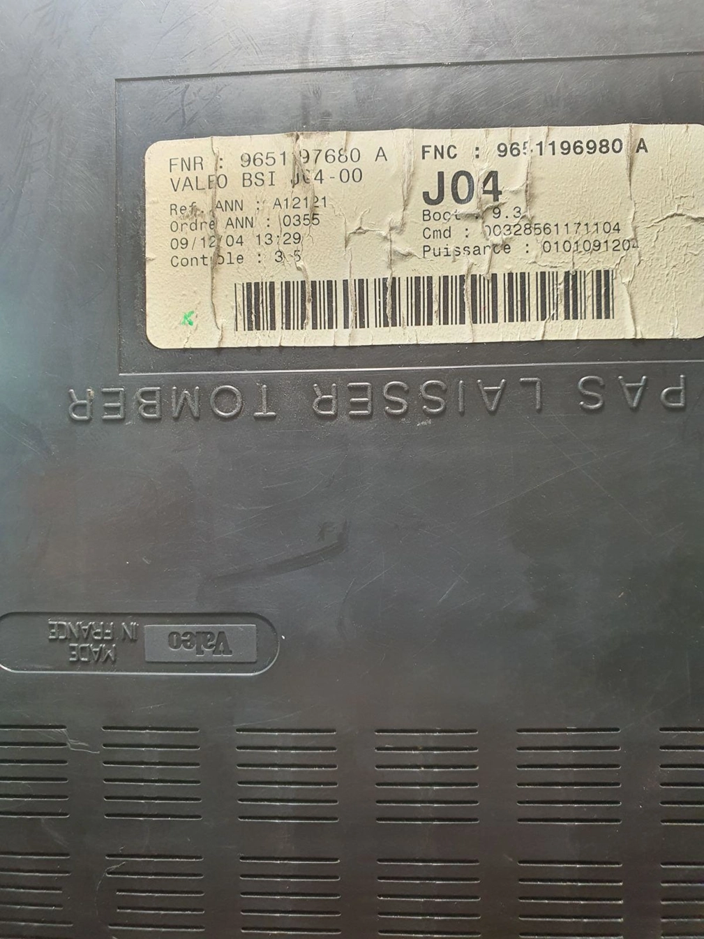 9651197680A 9651196980A BCI VALEO PEUGEOT 307 2005Y CODE WYHN 95160 MTgearbox EEP.7z