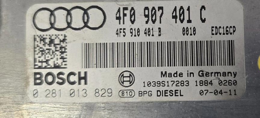 0281013829 4F0907401C 10SW086275 EDC16CP34 AUDI A6 2.7TDI 2006Y 132KW FLEX FULL.rar