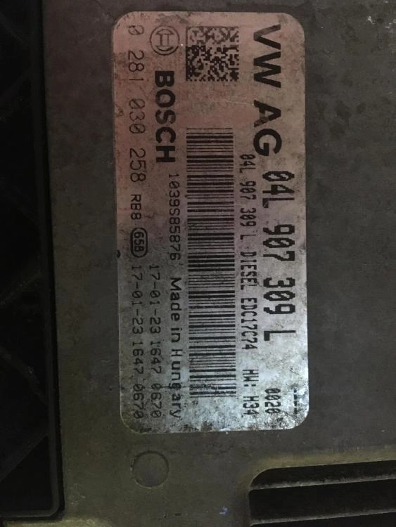 0281030258 04L907309L 0020 10SW011496 EDC17C74 AUDI A4 2.0TDI 2017Y MTgearbox PCM BENCH FULL.rar