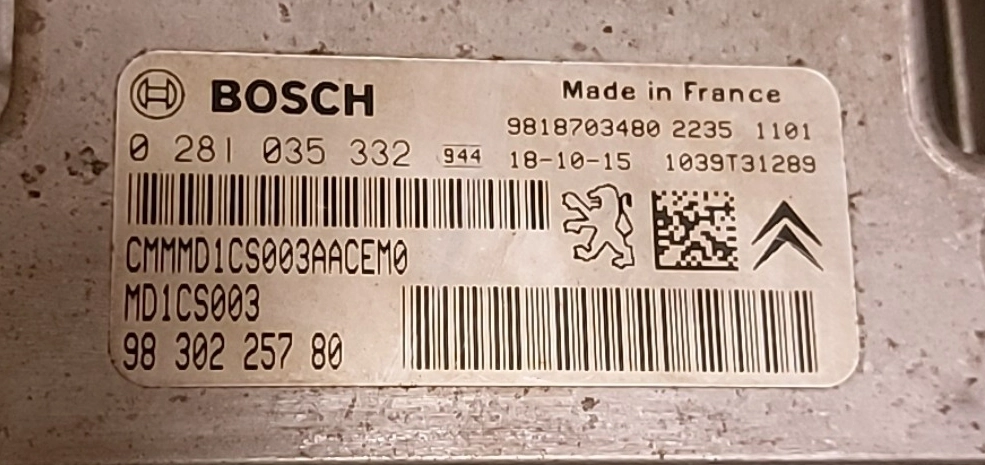 0281035332 9830225780 10SW106514 MD1CS003 PEUGEOT 308 1.5HDI 2016Y BENCH FULL.rar