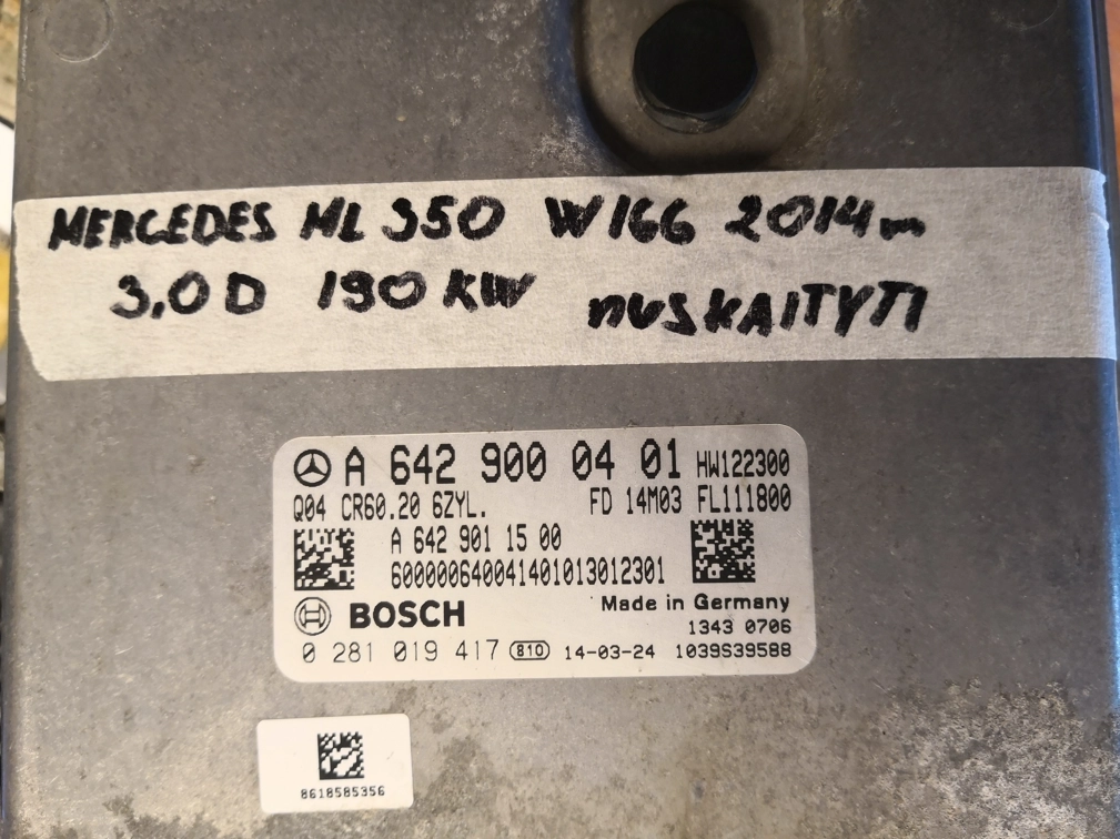 0281019417 A6429000401 1037516343 EDC17CP46 MERCEDES ML350 W166 3.0D CR60.20 6ZIL 2014Y ATgearbox BENCH FULL.rar