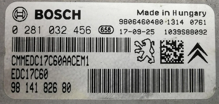 0281032456 9814182680 9806460480 016305 10SW016305 EDC17C60 Peugeot 208 1.6HDI 73kw 2016 MTgearbox ORI+IMMOOFF BENCH FULL.rar