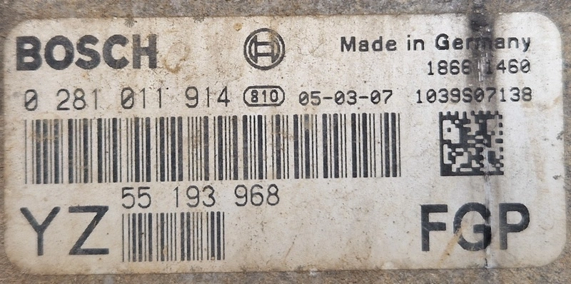 0281011914 55193968 1037379360 EDC16C9 Opel Vectra 1.9CDTI ORI+noEGR BENCH FULL.rar