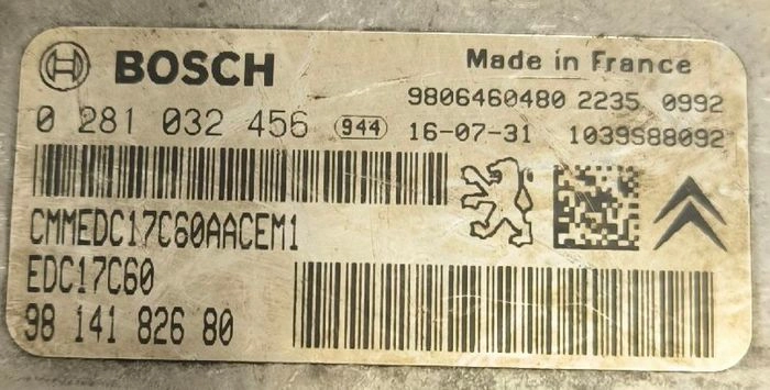 0281032456 9814182680 009008 10SW009008 EDC17C60 Peugeot Expert 1.6HDI ORI+noSCR noDPF noEGR BENCH FULL.rar