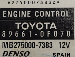 89663-0F070-C 89661-0F070 MB275000-7384 DENSO TOYOTA COROLLA 1.6 81KW MTgearbox FLASH.rar