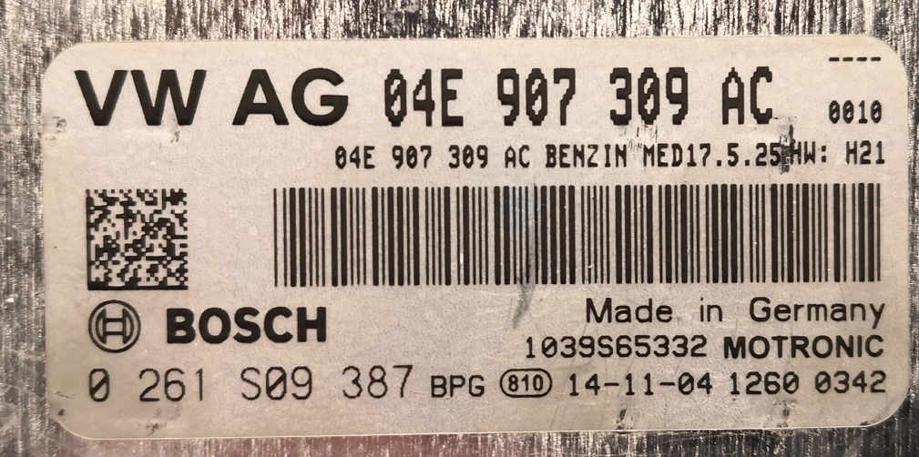 0261S09387 04E907309AC 0010 1037548662 MED17.5.25 VW Golf 7 1.4 2014 MTgearbox BENCH FULL.rar