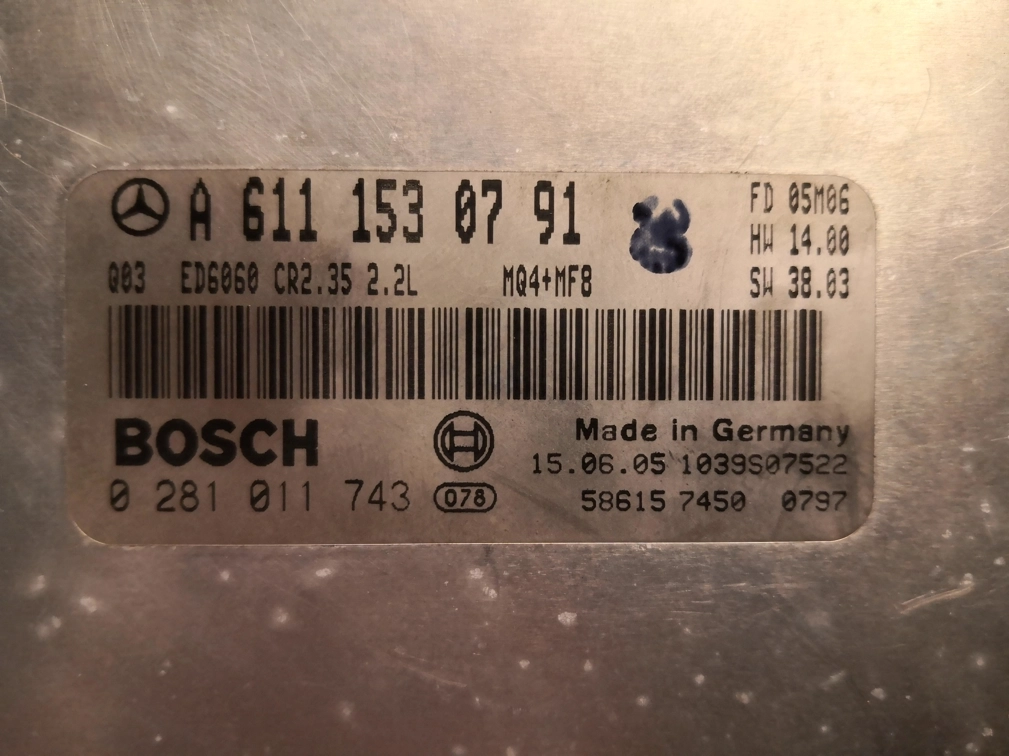 0281011743 A6111530791 1037365291 EDC15 MERCEDES SPRINTER CR2.35 2.2CDI MTgearbox FULL.rar