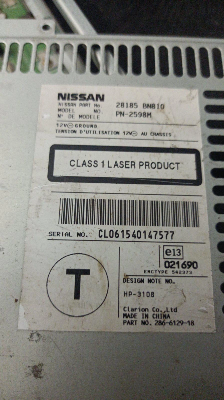 PN-2598M 28185 BN810 RADIO NISSAN 93LC86 EEP.7z