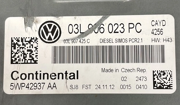 5WP42937AA 03L906023PC 03L907425C 4256 SM2G0M0000000 PCR2.1 VW Touran 1.6TDI 75kW CAYD FLEX BENCH FULL.rar