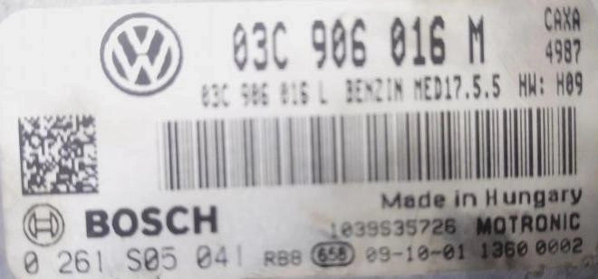 0261S05041 03C906016M 03C906016L 1037502704 MED17.5.5 VW PASSAT B6 1.4TFSI 2009Y MTgearbox PCM BENCH FULL.rar