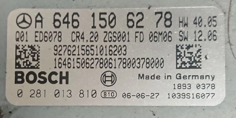 0281013810 A6461505278 CR4.20 HW40.05 SW12.06 CR40-64x-70T5-906-110kW-40N-0MEF-02-IAS-001 DPF7 ME11 1037400338 EDC16CP31 MB Sprinter 2.2CDI 2006 MTgearbox BENCH FULL.rar