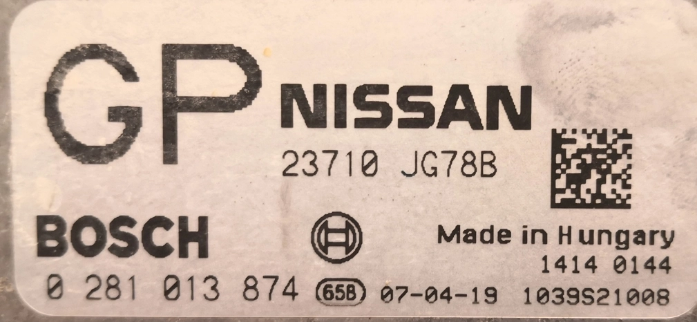 0281013874 23710-JG78B 23710JG78B 1037502993 EDC16CP33 Nissan Xtrail 2.0D 2008 110kW MTgearbox VIRGIN BDM FULL.rar