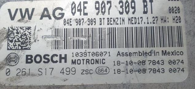 0261S17499 04E907309BT 04E906024M 9970 10SW070893 MED17.1.27 VW JETTA 1.4TSI 2018Y USA ATgearbox BENCH FULL.rar