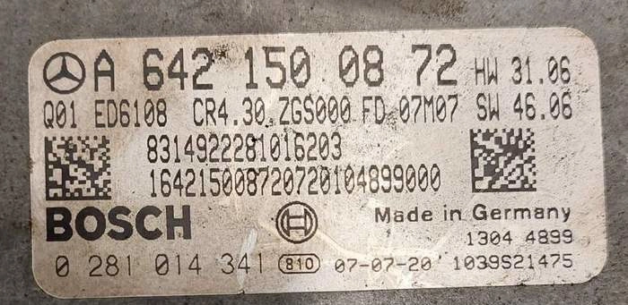 0281014341 A6421500872 CR4.30 HW31.06 SW46.06 CR40-64x-70T5-906-135kW-40N-0MEF-01-DAE-001 DPF8 ME3 EDC16C31 MB Sprinter BENCH FULL.rar