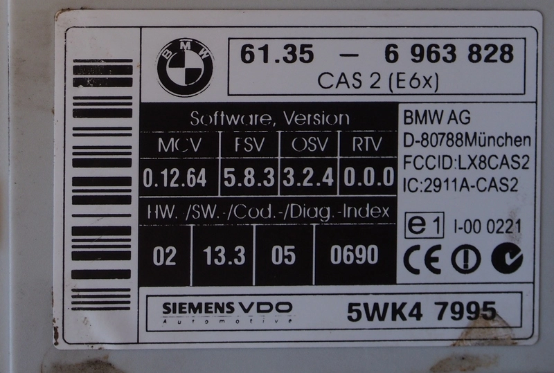 61.35-6963828 5WK47995 CAS2 BMW E60 MC9S12DG256 FULL.rar