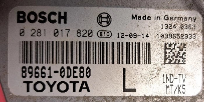 0281017820 89661-0DE80 1037531470 EDC17CP07 Toyota Yaris 2013 1ND-TV MTgearbox ORI+noDPF+noEGR FLEX BENCH FULL.rar