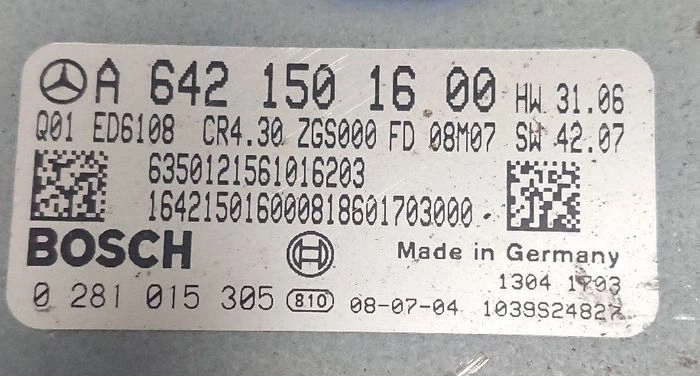 0281015305 A6421501600 CR4.30 HW31.06 SW42.07 CR40-64x-70T5-906-135kW-40N-0MEF-02-IAS-003 DPF8 ME5 1037393839 EDC16CP31 MB Sprinter 3.0CDI MTgearbox BENCH FULL.rar