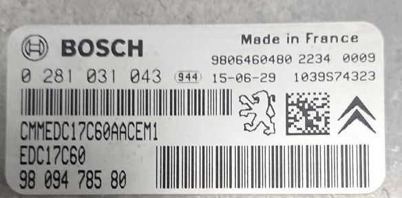 0281031043 9809478580 1037540764 EDC17C60 Citroen Berlingo 1.6HDI BHY MTgearbox BENCH FULL.rar