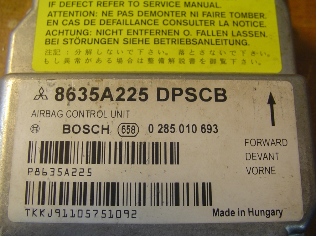 0285010693 P8635A225 DPSCB Mitsubishi COLT 2011 9S12D64 2L86D CRASH+CLEAR SRS.rar