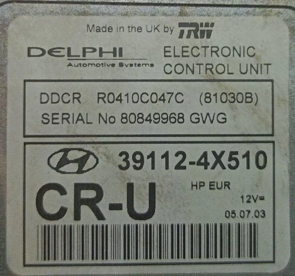 39112-4X510 R0410C047C DELPHY Hyundai Terracan 2.9 29f200 ORI+noEGR FLASH.rar
