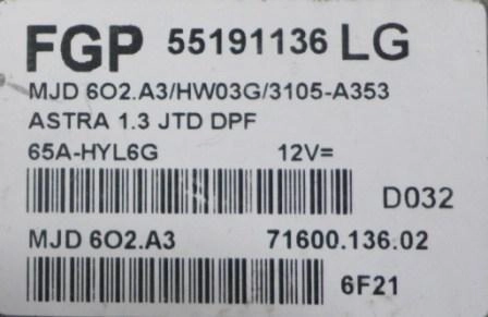 55191136 MJD6O2.A3 HW03G 3105A353 OPEL ASTRA H 1.3DTH 2007Y MTgearbox BDM FULL.rar