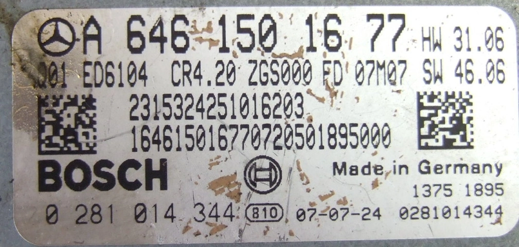 0281014344 A6461501677 1037386900 HW31.06 SW46.06 CR4.20 EDC16CP31 MB Sprinter 2.2CDI 110kW BDM FULL.rar