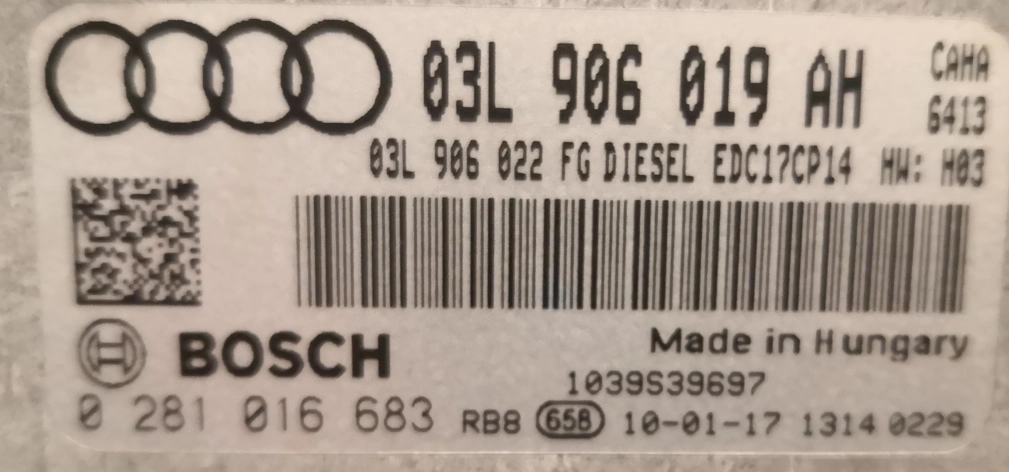 0281016683 03L906019AH 03L906022FG 1037560984 EDC17CP14 Audi A6 2.0D 125kW CAHA 2009 ATgearbox BENCH FULL.rar