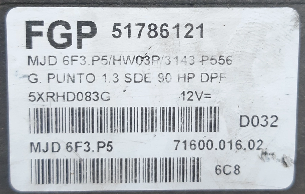 51786121 MJD6F3.P5 HW03P 3143-P556 Fiat Punto 1.3MDJ 90hp MTgearbox BDM FULL.rar