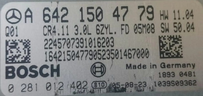0281012402 A6421504779 1039S09362 1037375138 EDC16CP31 MB W211 CR4.11 3.0CDI 6ZYL HW11.04 SW50.04 ATgearbox BDM FULL.rar